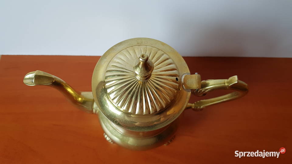 Złoty metalowy imbryk dzbanek vintage Dąbrowa Górnicza
