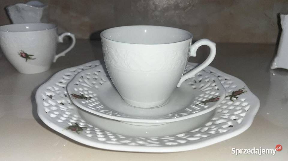 Filiżanka z talerzykiem Ażur Biała porcelana z pomorskie Gdańsk sprzedam
