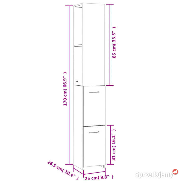 Szafka łazienkowa czarna 25x265x170 materiał Warszawa