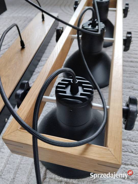 Lampa sufitowa wisząca 3 żarówki drewno dąb lubelskie Lublin