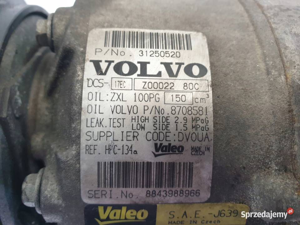 SPRĘŻARKA KLIMATYZACJI Volvo S80 II 32 31250520 osobowe Chełm