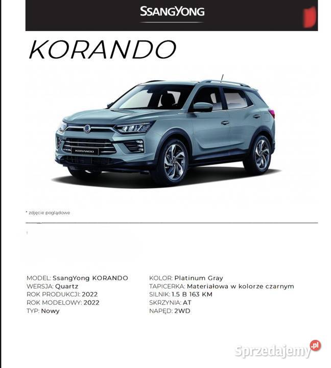 Sprzedam Korando 2022 r z LPG Korando Elbląg