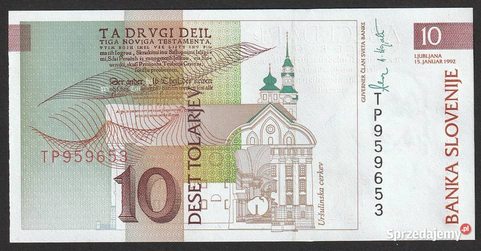 SŁOWENIA 10 TOLAR 1992 STAN BANKOWY UNC Łódź