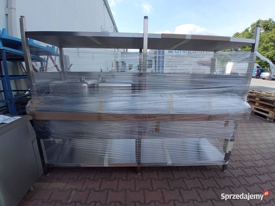 Stół z 2 zlewamiL bez ryflowania półka 240x80x90 dolnośląskie Wrocław sprzedam