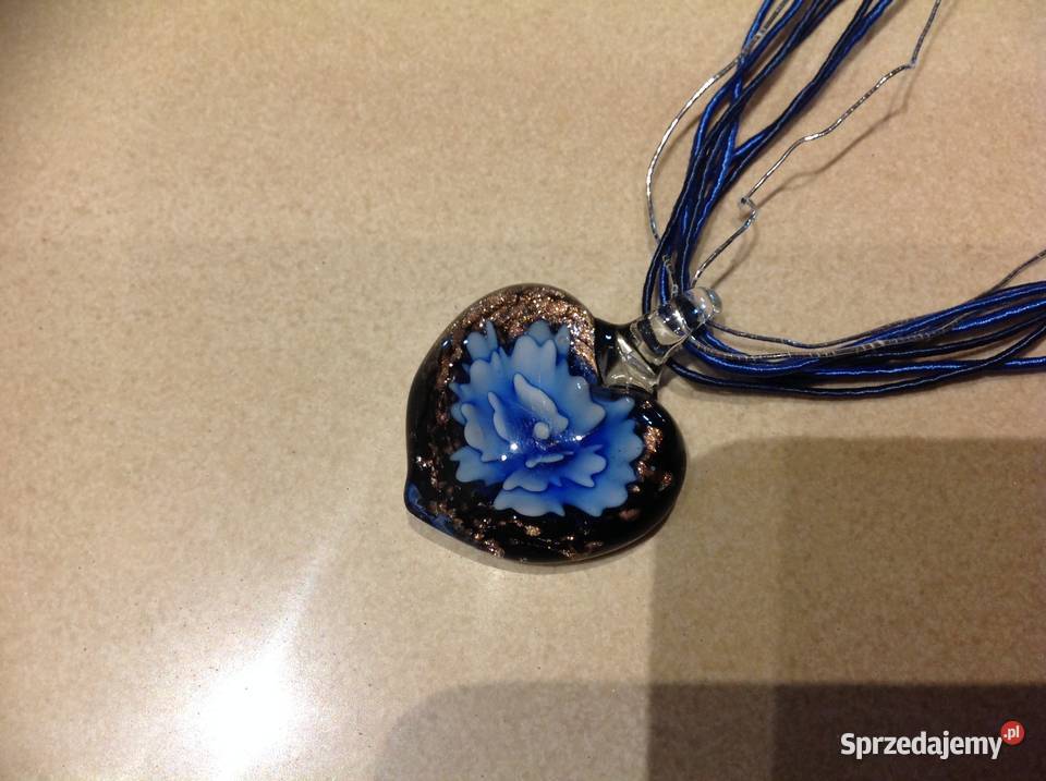 Naszyjnik Wisiorek Szklane Serce z Niebieskim Dla kobiet Nowa Sól