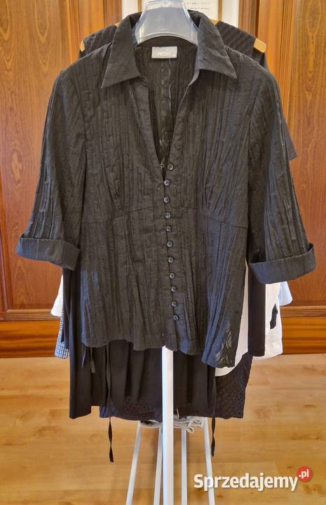 Damska letnia BLUZKA Wallis czarna rozpinana 3/4 Lublin
