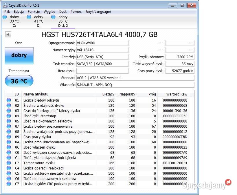 Dysk HGST WD Ultrastar DC HC310 4TB 35 HDD SATA 3,5” Dębica
