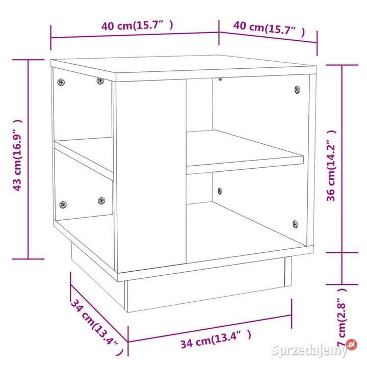 Stolik kawowy biały 40x40x43 materiał Warszawa
