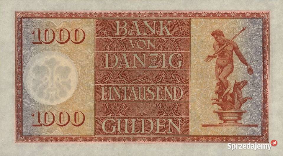 WOLNE MIASTO GDAŃSK 1000 gulden 1924 UNC seria F Białystok