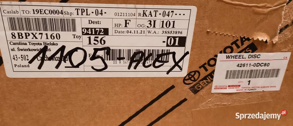 NOWA Felga 16 Toyota Yaris III 4x100 426110DC80 Bielsko-Biała