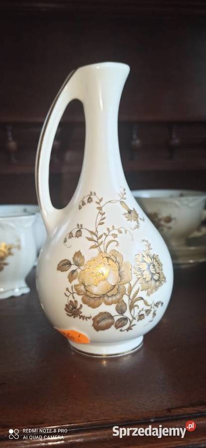 Wazonik amfora Róże ze złotem i czernią Royal pomorskie Gdańsk