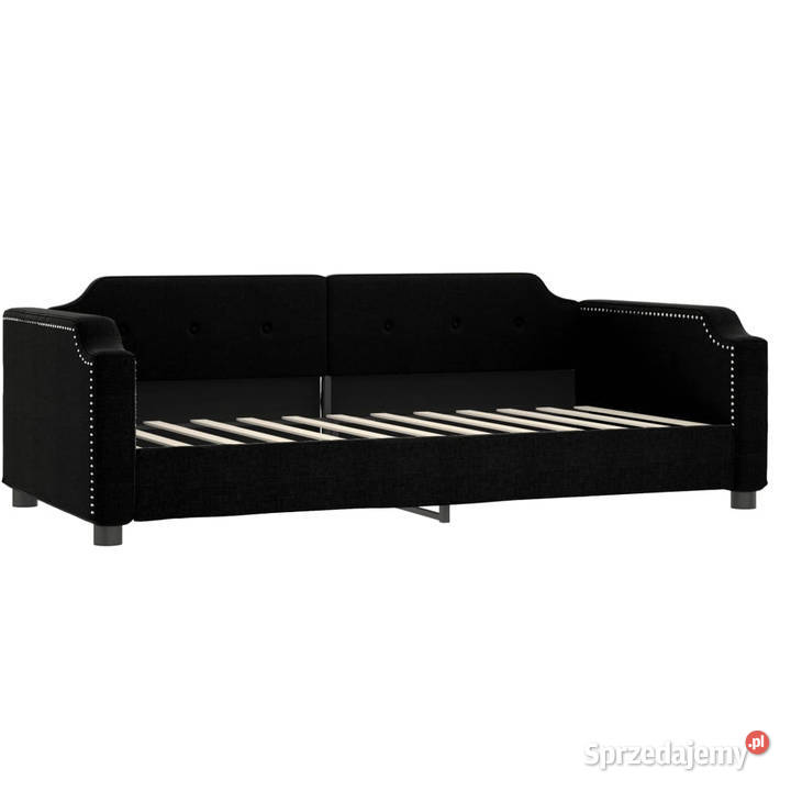 Sofa z materacem do spania czarna tkanina 90x200