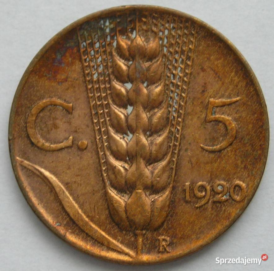 WŁOCHY 5 CENT 1920 Numizmatyka łódzkie