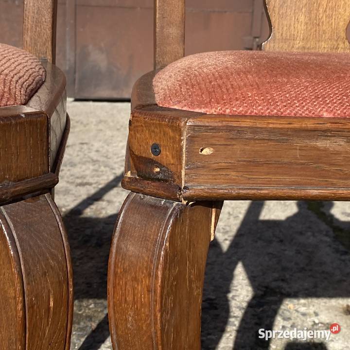 6 stylowych krzeseł dębowych komplet krzesła Gryfice