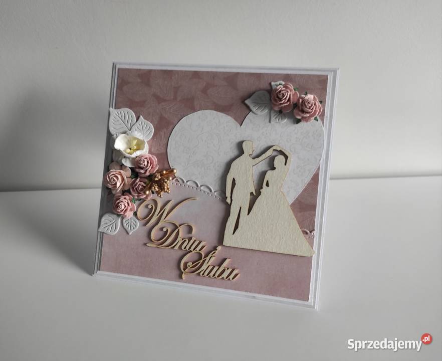 Kartka ręcznie robiona na ślub w pudełeczku Łódź sprzedam