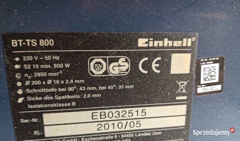 Piła stołowa EINHELL 800W 230V silnik indukcyjny Wałbrzych
