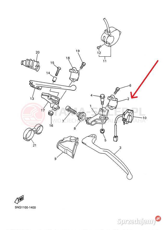 Obejma dźwigni sprzęgła Yamaha WR250F 38V8291300
