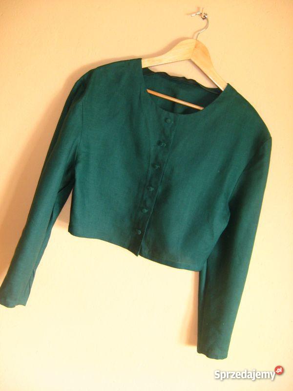 ŻAKIET BOLERKO BUTELKOWA ZIELEŃ 40 42 Marynarki i żakiety Jasło