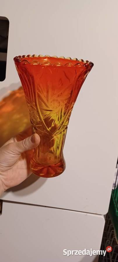 szklany wazon Rozety lata 70 te PRL 185 wielkopolskie Poznań
