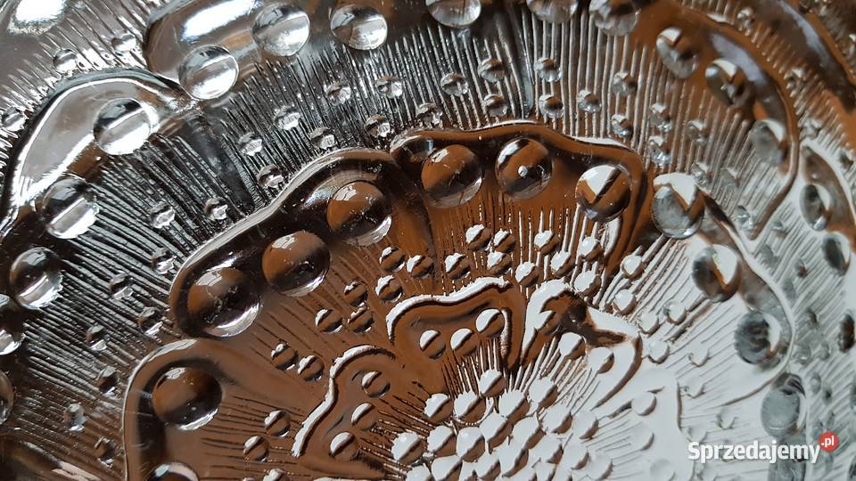 Duży talerz Flora Ząbkowice szkło PRL Dąbrowa Górnicza