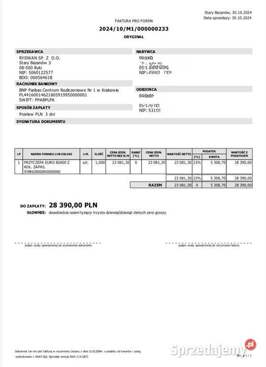 Przyczepa EURO B26003K5 DMC 2700 SZARA Zielona Góra