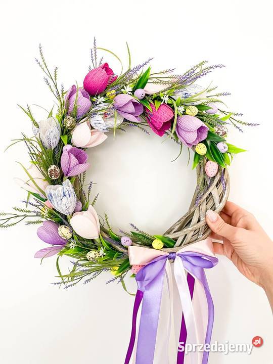 Wianek wiosenny Wielkanocny z krokusami Wianki Zielona Góra