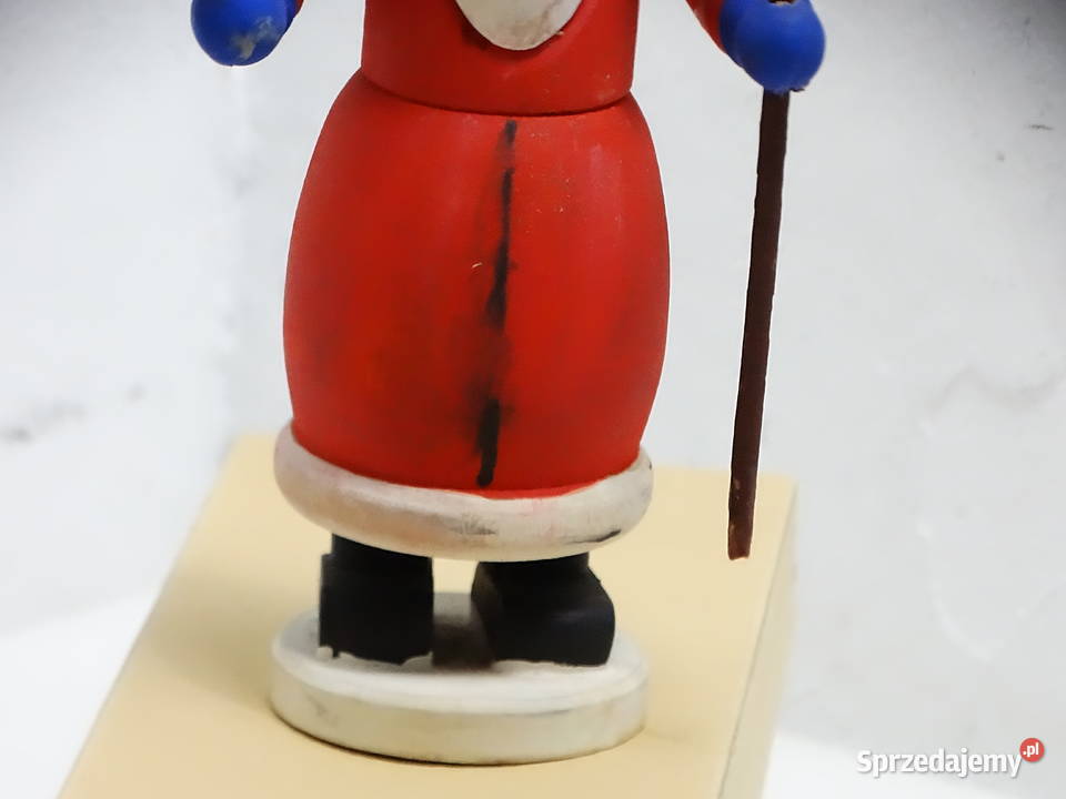 Stara Drewniana Figurka Mikołaj Z Choiną Vintage Biłgoraj