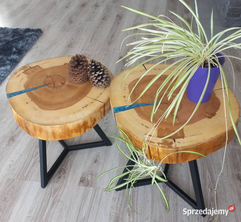 Stoliki kawowe z niebieską żywicą epoksydową Starcza