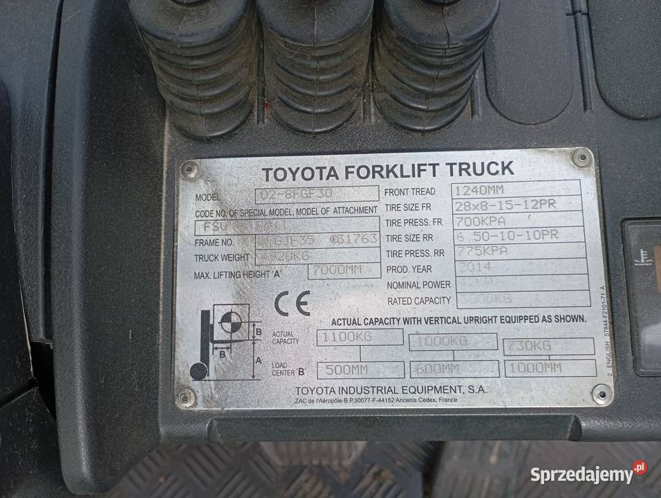 Wózek widłowy Toyota 028FGF30 2014r Lublin
