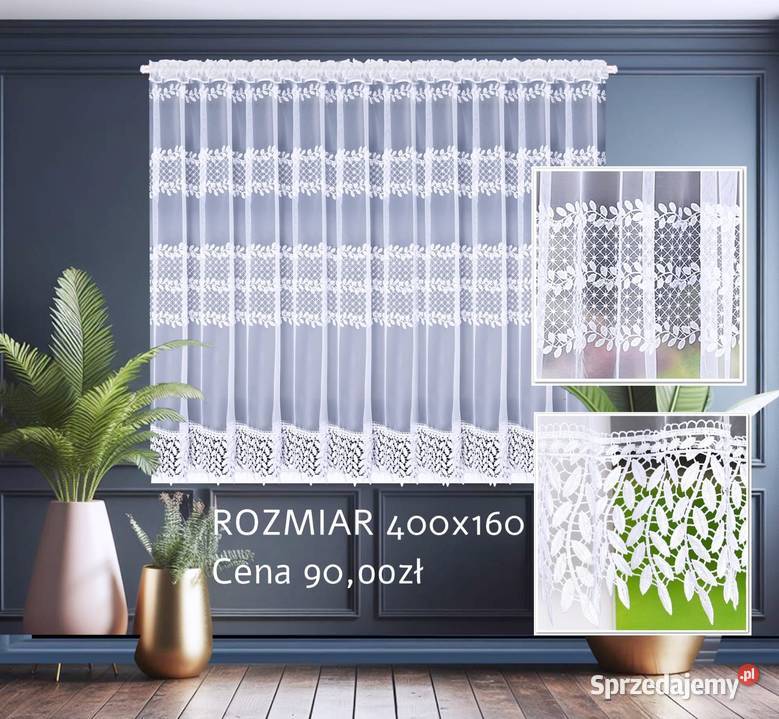 Firana 400x160 Firany proste z markizety gipiura Nowa Sól