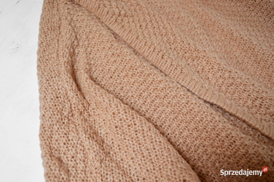 duży sweter morelowy narzutka jesień zima M L XL Warszawa