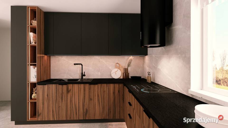 KUCHNIA CZARNY MAT Z DEKOREM DREWNA KUCHNIA Warszawa sprzedam