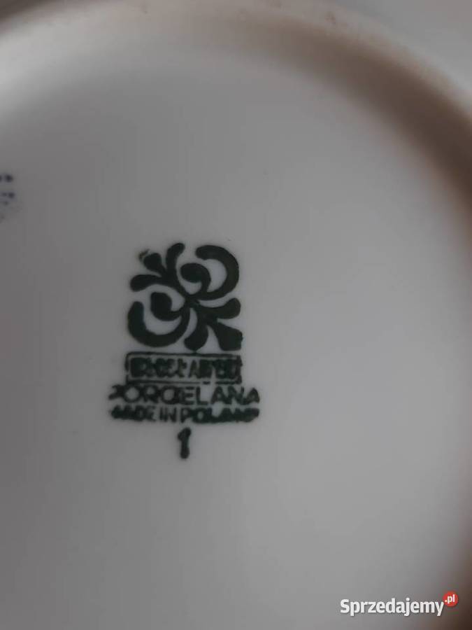 Ceramika Włocławek duży talerz w bordowe róże Morąg