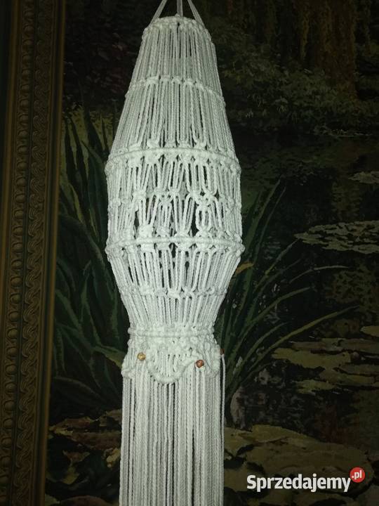 Białoszary lampion wiszacy lampa abażur makrama małopolskie sprzedam