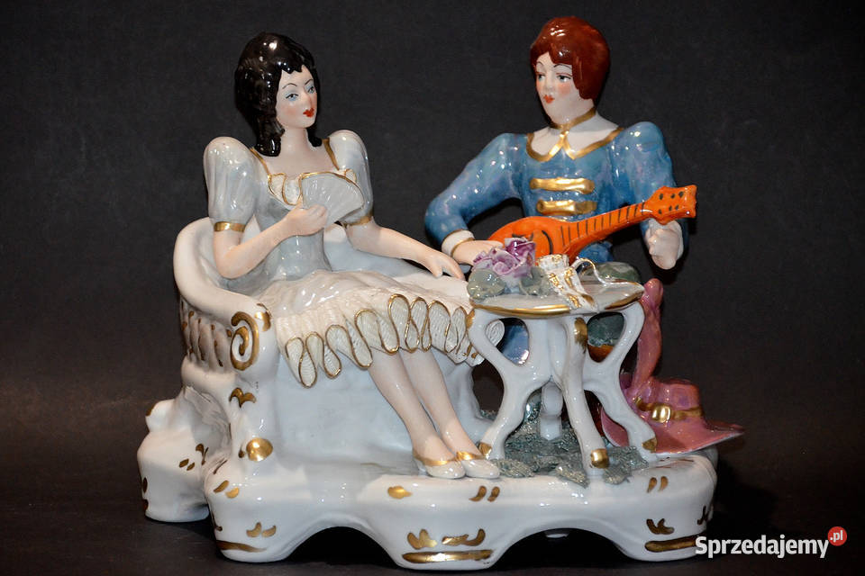 Porcelana Roceram Para muzykująca 2 flet 25 Antyki, Sztuka, Kolekcje Środa Wielkopolska
