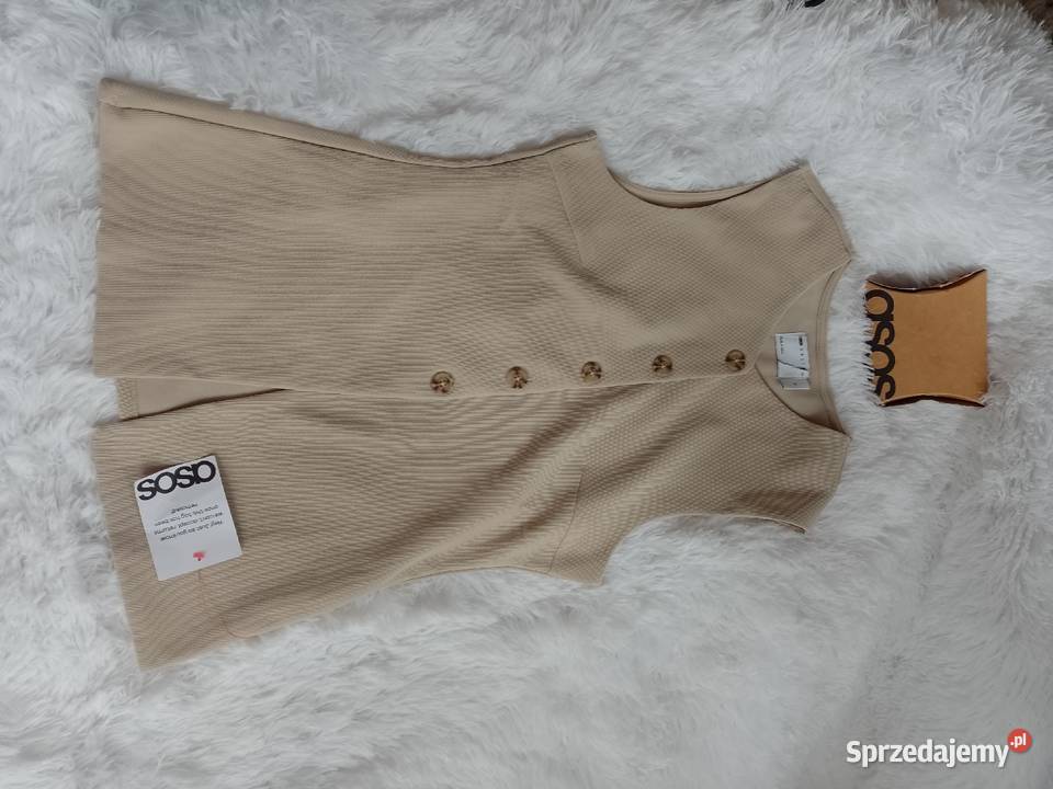 3638 SM ASOS Design Beżowa prążkowana kamizelka Kraków