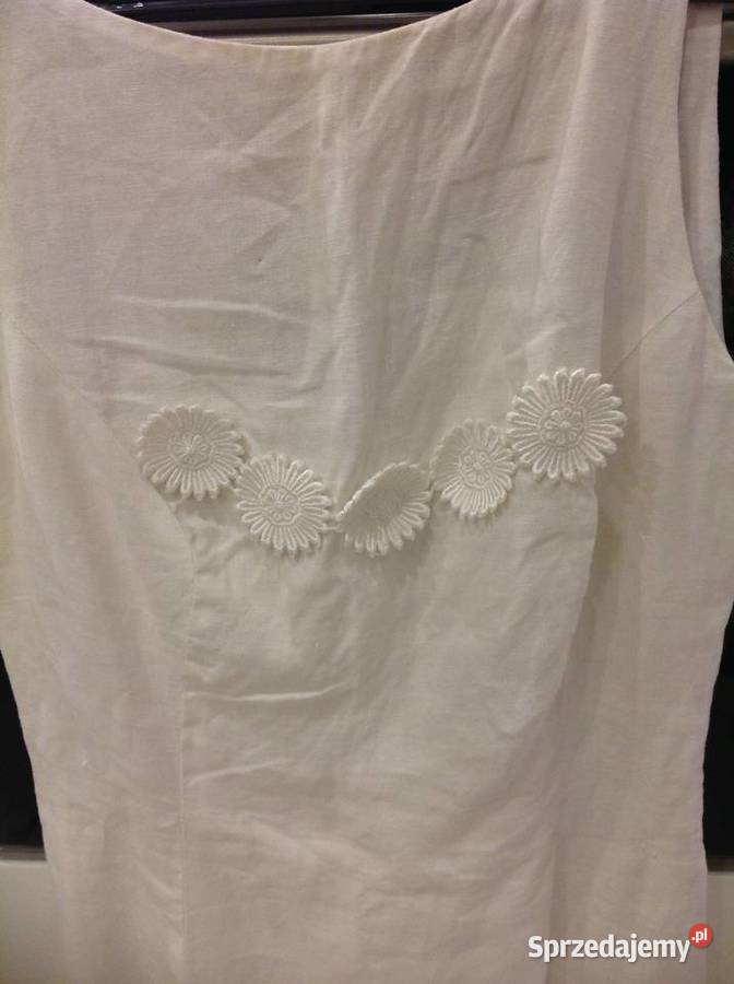 Mini Biała Lniana Sukienka Damska S Nowa Sól sprzedam