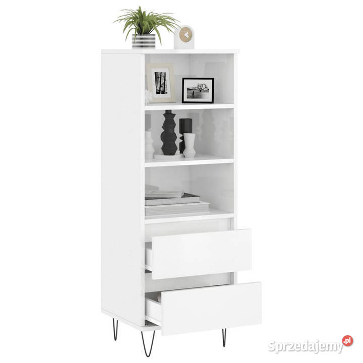 Wysoka szafka biała z połyskiem 40x36x110 Pozostałe mazowieckie Warszawa
