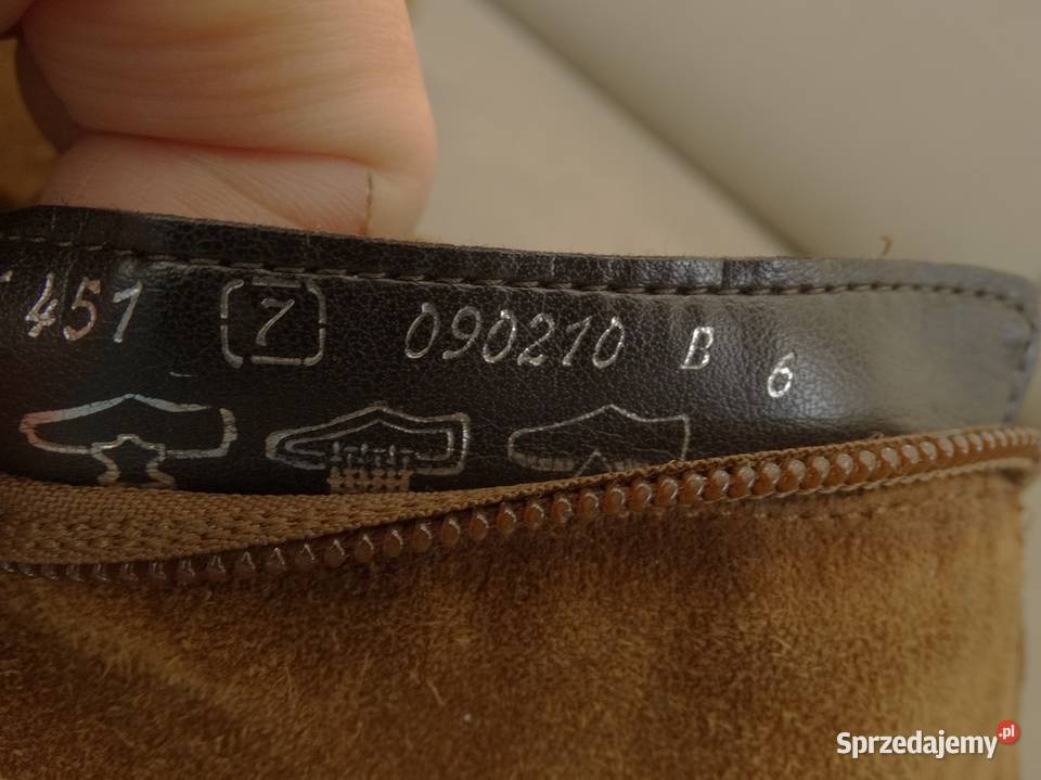 Buty Botki Damskie Skórzane Sztyblety Camelowe Łomża