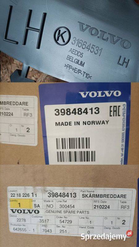 VOLVO XC60 II 18 LISTWA NAKŁADKA BŁOTNIKA LEWY