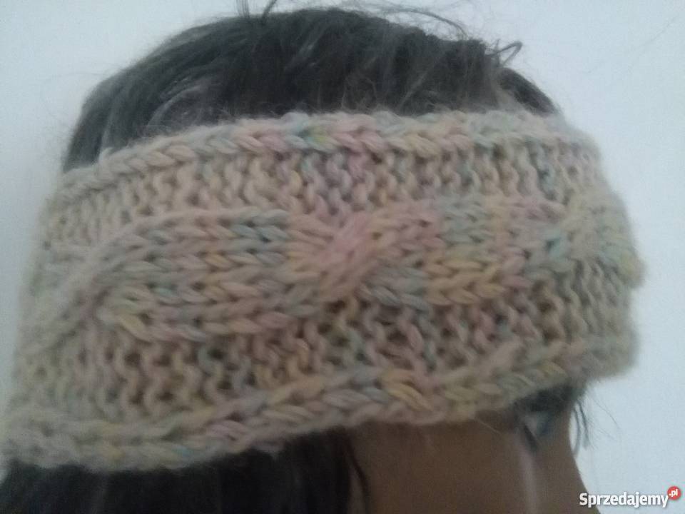opaska handmade na głowę włosy uszy czapka szara pomorskie