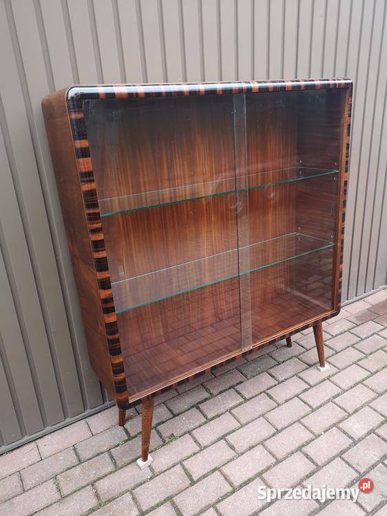 Witryna Biblioteka ARTDECO Orzech Zgrabna Stara Antyki, Sztuka, Kolekcje wielkopolskie Swarzędz sprzedam