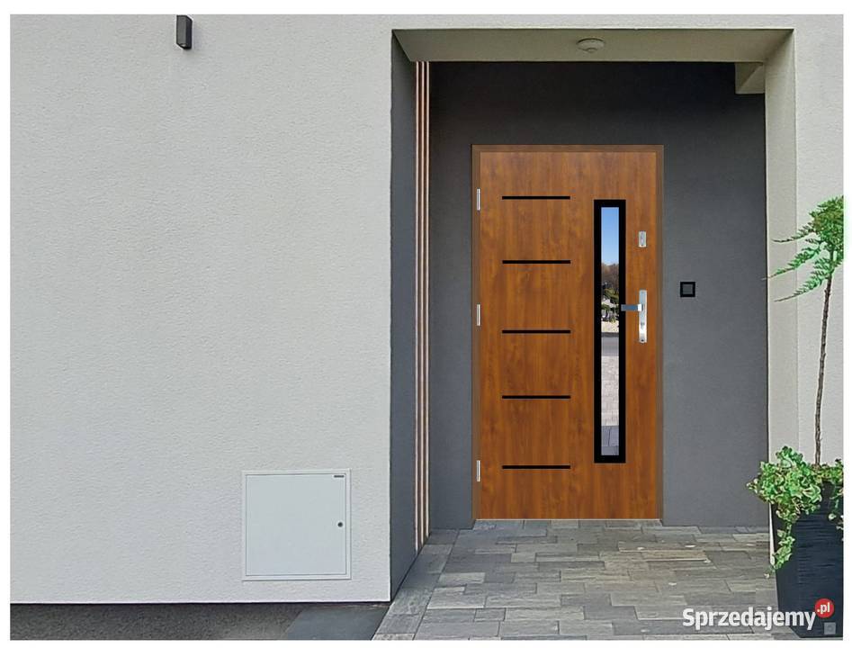 Drzwi wejściowe do domu GI23 INOX Złoty Dąb 90 Ciemniewo
