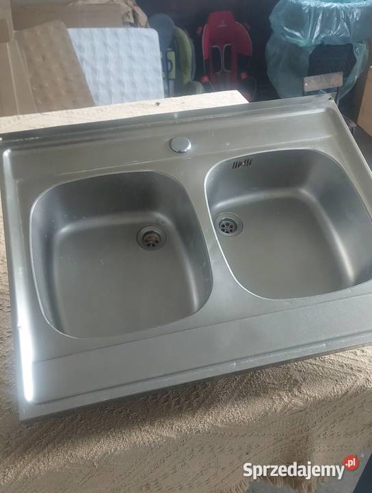 Zlew dwukomorowy ze stali nierdzewnej 80 x 60 Baranów