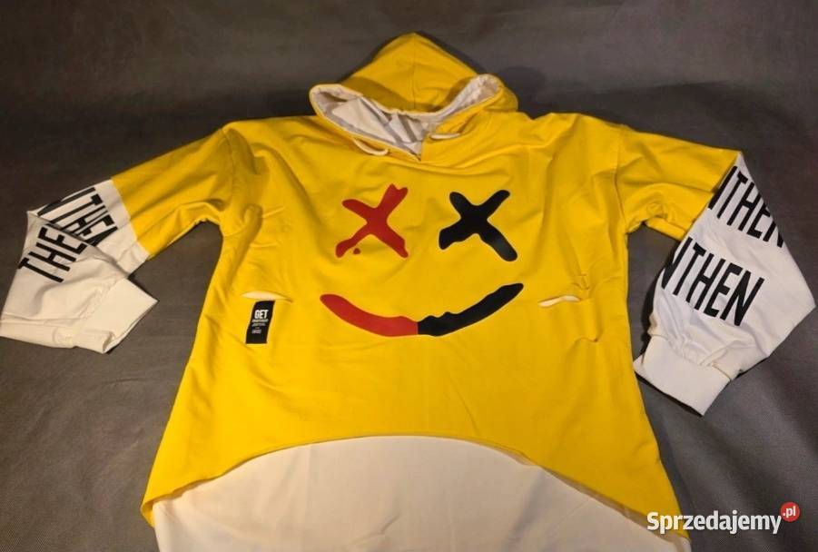 Bluza z kapturem żółtobiała L Oława