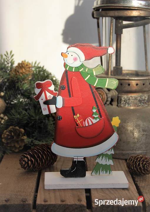 Bałwanek Mikołaj ozdoba drewniana vintage na lubelskie sprzedam