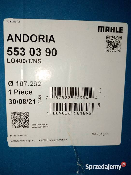 Mahle 553 WT 03 00 Tuleja cylindrowa SW400 Rolnictwo Tyczyn