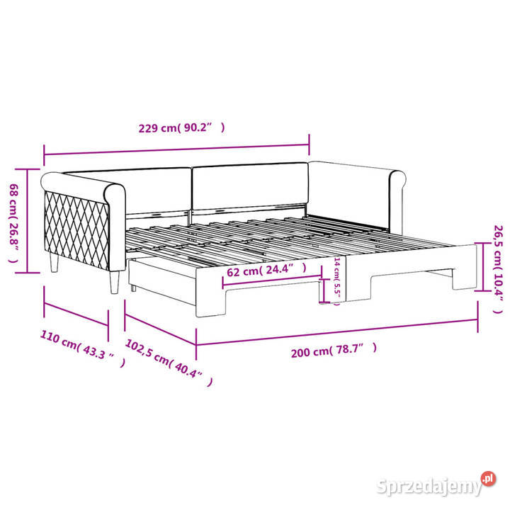 Sofa rozsuwana czarna aksamit 100x200 WM3197782 Warszawa sprzedam
