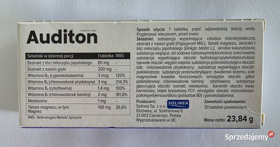 Suplement diety AUDITON Solinea słuchszumy wielkopolskie Poznań sprzedam