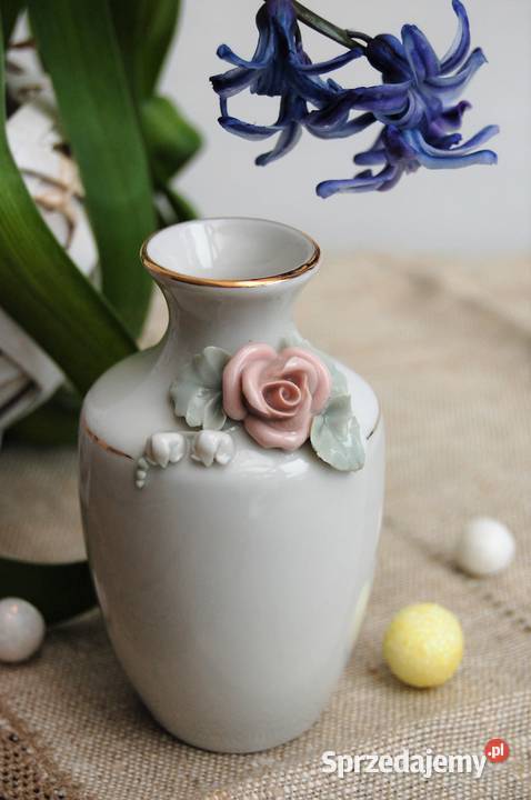 Wazonik róża konwalie relief porcelana Ćmielów lubelskie Lublin